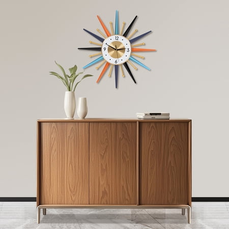 Modern Wall Clock,22inch Minimalist Colorful Mid Century Home Kitchen Decor Wall Clock,Quiet Quartz Movement Wall Clocks for Living Room Bathroom Cafes Hotels