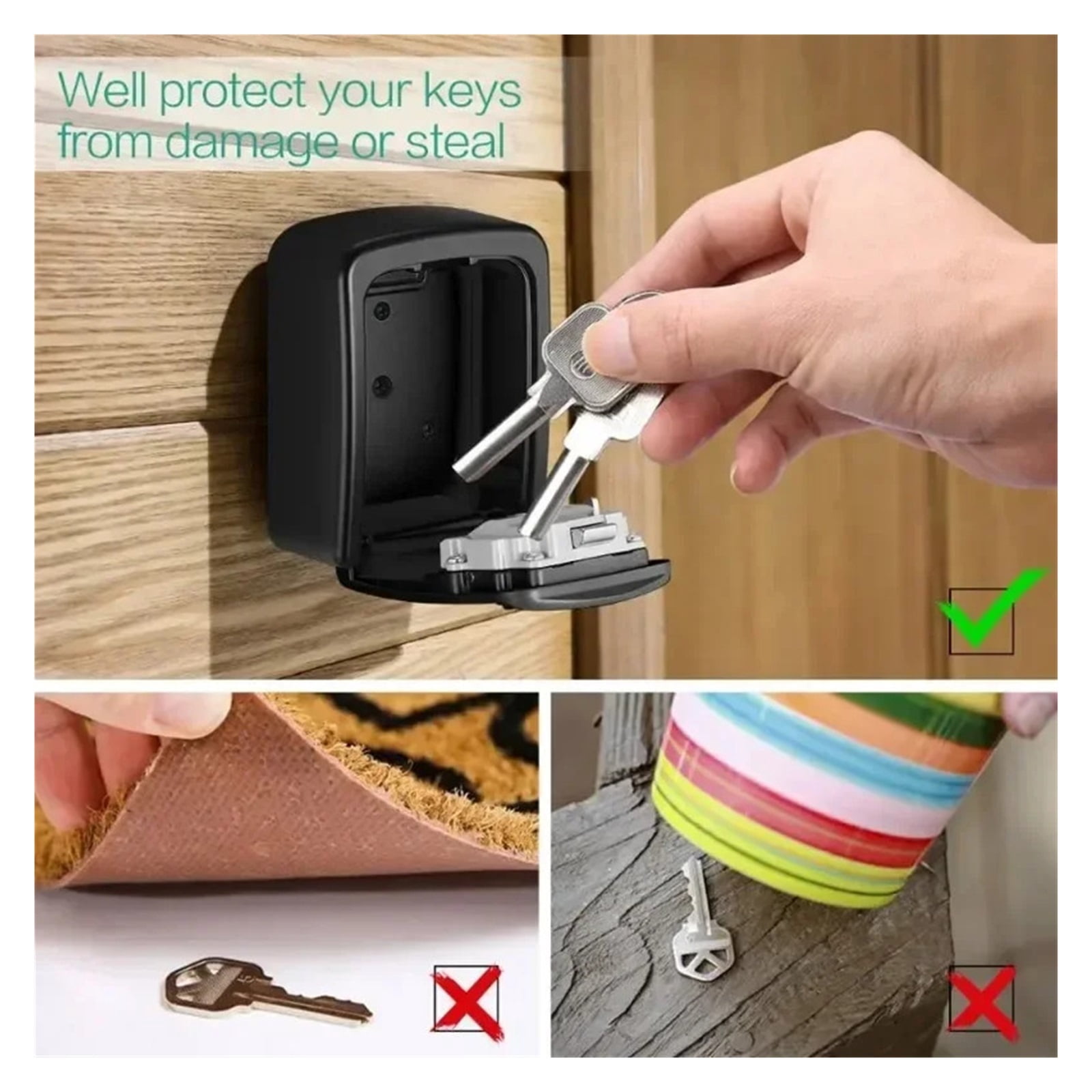 Box Outdoor Wall Mounted Keychain Storage Box 4 Digit Combination Password Security Lock Storage ,Multiple Options Available