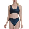 thumbnail image 2 of Picia Blue Glitter Retro Women's High Waisted Bikini Scoop Neck Swimsuit Two Pieces Bathing Suit-Small, 2 of 8