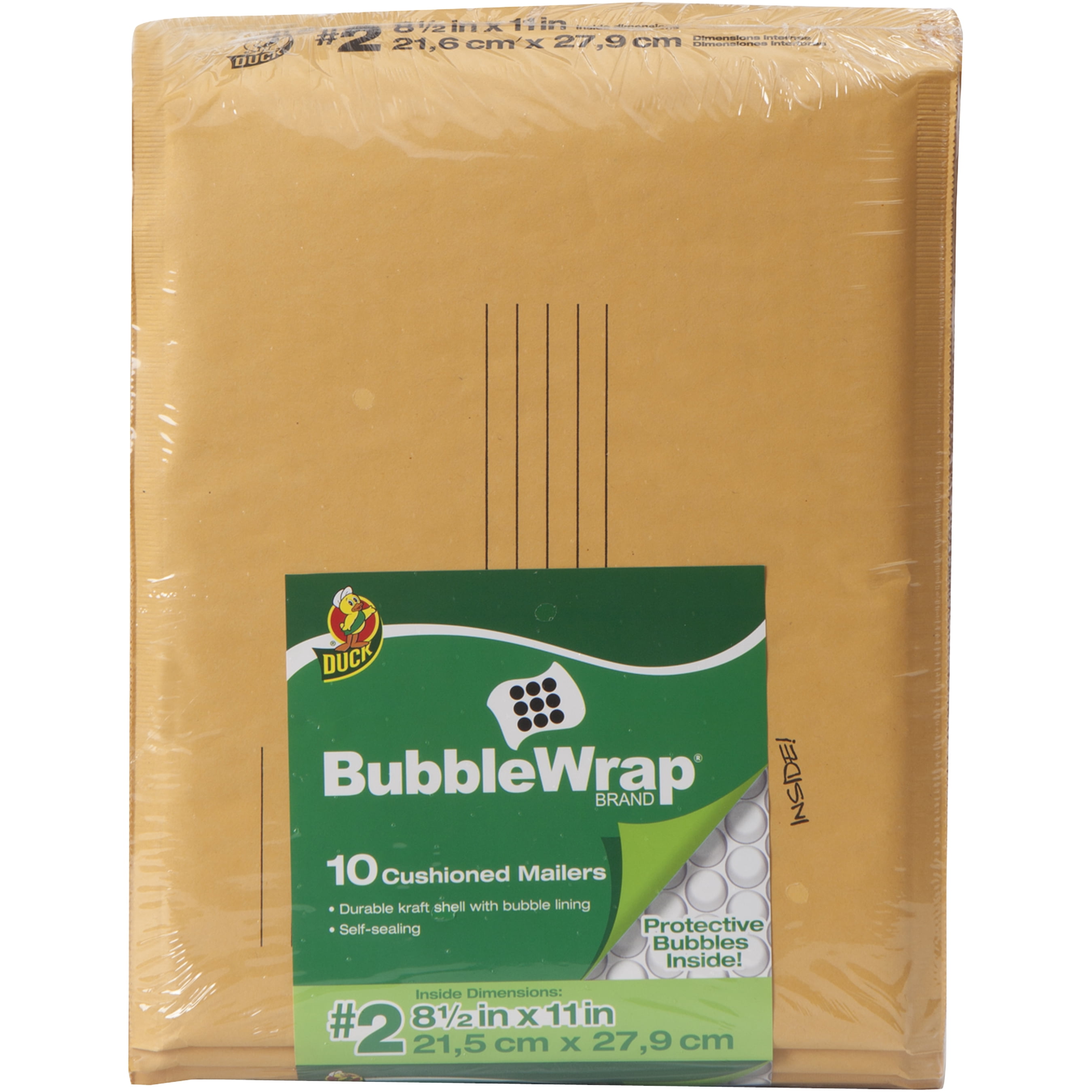Duck Brand Bubble Wrap 10pk 2 8.5" x 11" Kraft Mailer