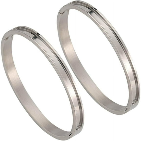 1 Box 2Pcs Bracelet Blanks Stainless Steel Hinged Bracelets Blank 51x61mm Empty Cuff Bangle Grooved Inlay Bracelet Base