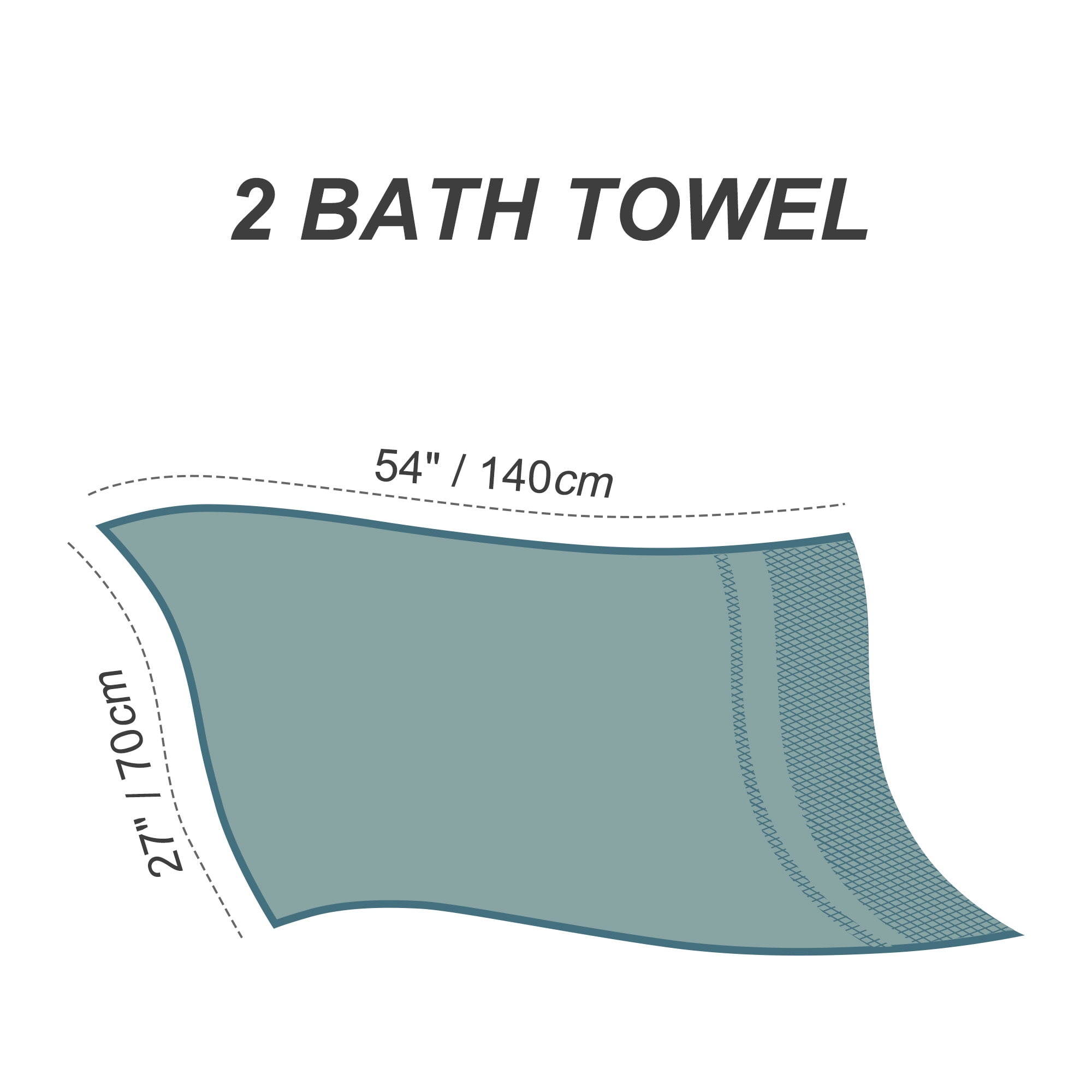 Unique Bargains 100% Cotton Absorbent Bath Towel Set 27"x54" Saxe Blue 2 Pcs