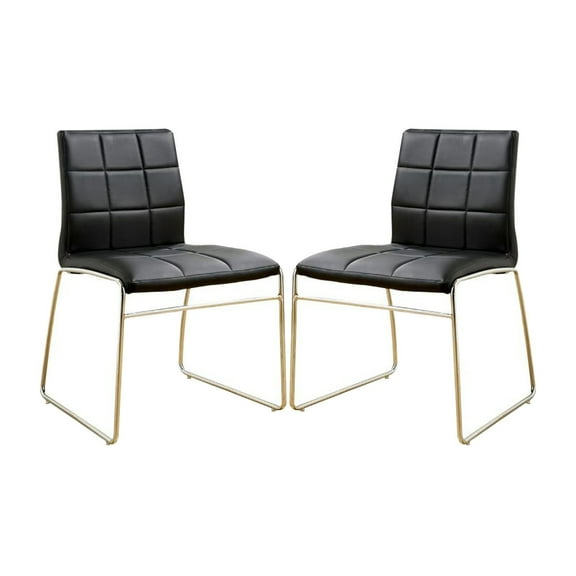 Miekor Furniture Set of 2 Leatherette Upholstered Side Chairs in Black and Chrome W4US6845