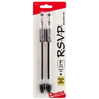 2-Pack Pentel R.S.V.P. 0.7mm Latex-Free Grip Fine Line Black Ink Ballpoint Pen (Black)
