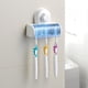 thumbnail image 5 of Soporte para cepillo de dientes de succión 5 de montaje en pared, organizador de cepillos de dientes de plástico a prueba de polvo, estante para baño en casa Methold HA2972-00B, 5 of 6