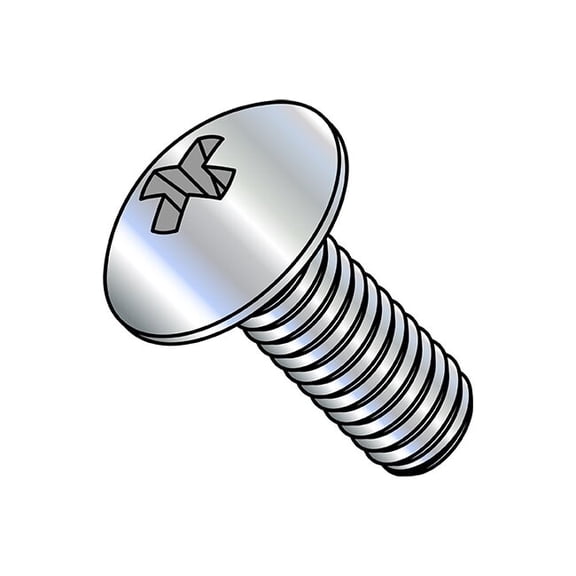 #8-32 x 1-3/4 in Phillips Truss Machine Screw, Zinc Plated Steel, 2500 PK