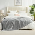 thumbnail image 3 of Amelie Home Reversible Soft Knit Throw – Plush Feather Yarn Blanket for Couch, Heather Gray 50"x60", 3 of 4