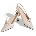 thumbnail image 6 of Women Kitten Heels Slingback Low Heel Pumps Dress Shoes for Women Closed Pointed Toe Pearl Heels for Work Wedding Bridal, 6 of 7