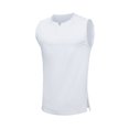 thumbnail image 5 of RYRJJ Men's Athletic Tank Tops Sleeveless Henley Buttons Muscle T-Shirt Breathable Solid Workout Gym Tees(White,3XL), 5 of 5