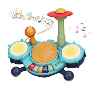 Richgv Kids Drum Set Musical Toys for 1 Year Old Boys Girls, Baby Educational Instruments with Piano Microphone, Light up Learning Toys for Toddlers