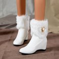 thumbnail image 2 of Xiaoxatg Ladies Fashion Leather Pointed Side Zipper Short Boots for Women High Warm Footwear 8.5 White, 2 of 9