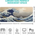 thumbnail image 3 of Japanese Extended Large Mouse Pad, Wave Painting Big Gaming Mouse Mat Non-Slip Water-Resistant Rubber Base Wave Mousepad Stitched Edges Keyboard Mouse Mat Desk Pad for Office Home and Game, 3 of 5