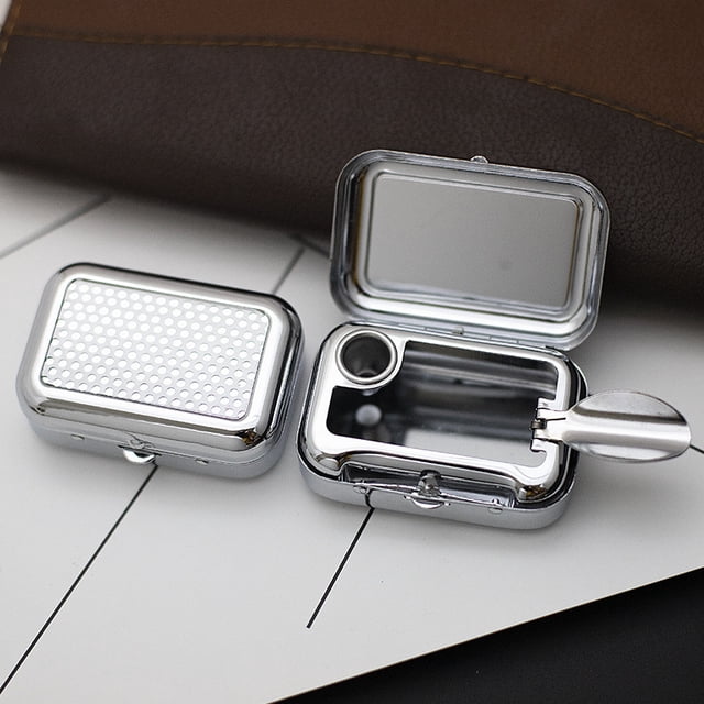 Cendrier Portable Mini Cendrier de Voyage en Métal Poche à cigarette Carrée Cendrier de Poche pour Fumer