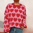 thumbnail image 2 of Kilaqueen Fall Sweaters for Women Vintage Heart Print Crew Neck Long Sleeve Pullover Tops Casual Fall Winter Warm 2025 Trendy Sweaters, 2 of 9