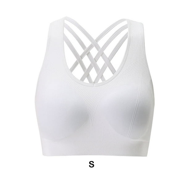 tssuouriy Sports Bra For Women Shockproof Compression Fit Nylon Breathable  Woman Tops Yoga Bras White S 