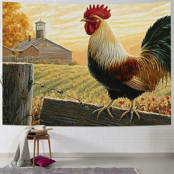 Bciig Rooster Farm Tapestry Wall Hanging Unique Style Graphic Tapestries Home Wall Decor Art for Living Room Bedroom Apartment Farmhouse Dorm 40x30inch