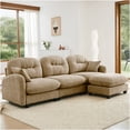 thumbnail image 2 of Reversible L-Shaped Sectional Sofa with Ottoman, Camel Chenille Upholstery, Tufted Back, Modular Design for Living Room, 2 of 7