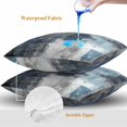 thumbnail image 4 of Blue Grey Throw Pillow Covers 24x24 Inch Set of 2, Abstract Art Oil Painting Modern Geometric Waterproof Outdoor Pillow Covers, Decorative Cushion Pillowcases for Couch, Sofa, Bed, Garden, Patio, 4 of 9