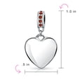 thumbnail image 3 of Bling Jewelry Womens Sterling Silver Red Crystal Accent Bale Heart Shape Dangle Charm Bead for Bracelet, 3 of 4