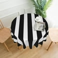 thumbnail image 3 of Black and White Stripes Tablecloth Round 60 Inch,Geometric Line Polyester Circle Table Cloth,Wrinkle Stain Resistant Washable Table Cover for Kitchen Dining Room Holiday Party Picnic Patio, 3 of 6