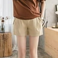 thumbnail image 4 of ZACPNCV Maternity Active Shorts with Pockets Drawstring Pregnancy Women's Casual Short Khaki S, 4 of 6