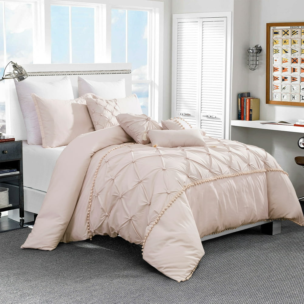 HGMart Bedding Comforter Set Bed In A Bag 7 Piece Luxury Pinch Pleat