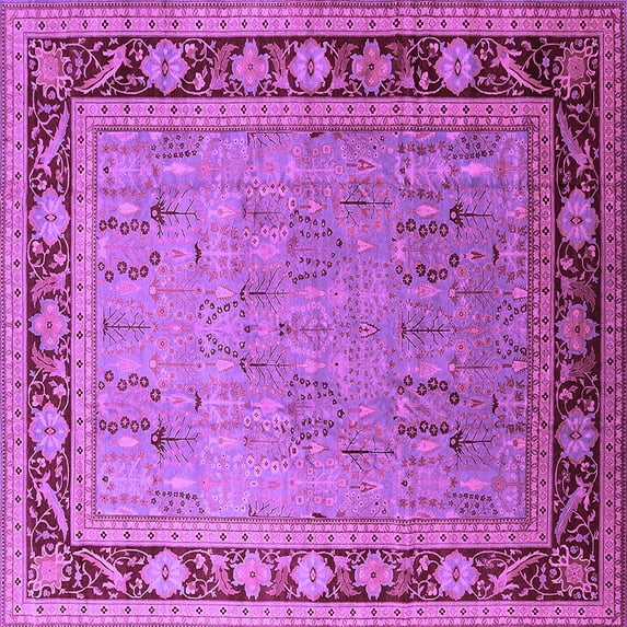 Ahgly Company Indoor Square Oriental Purple Industrial Area Rugs, 4' Square