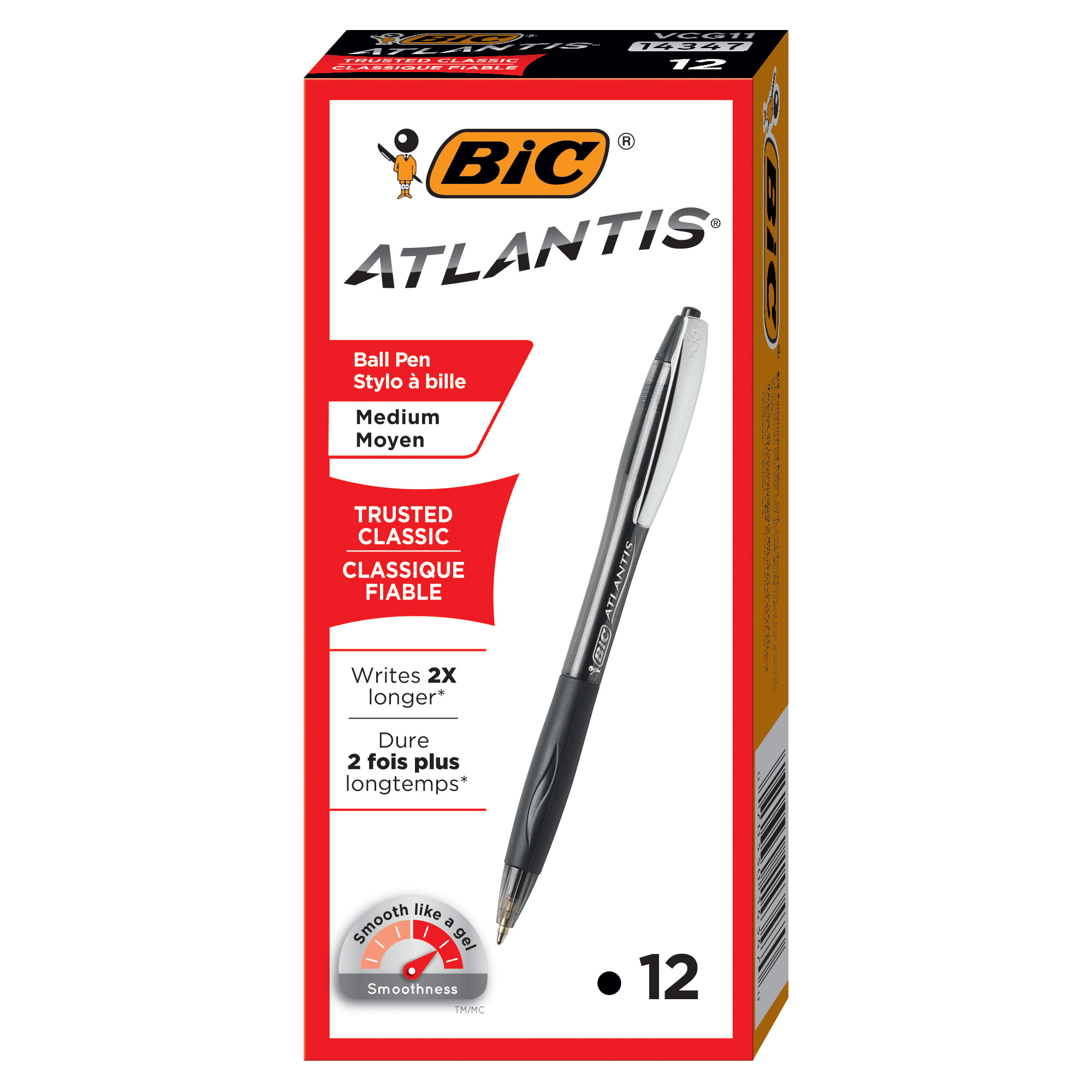BIC Atlantis Original Retractable Ball Pen, Black, 12 Pack - image 2 of 7