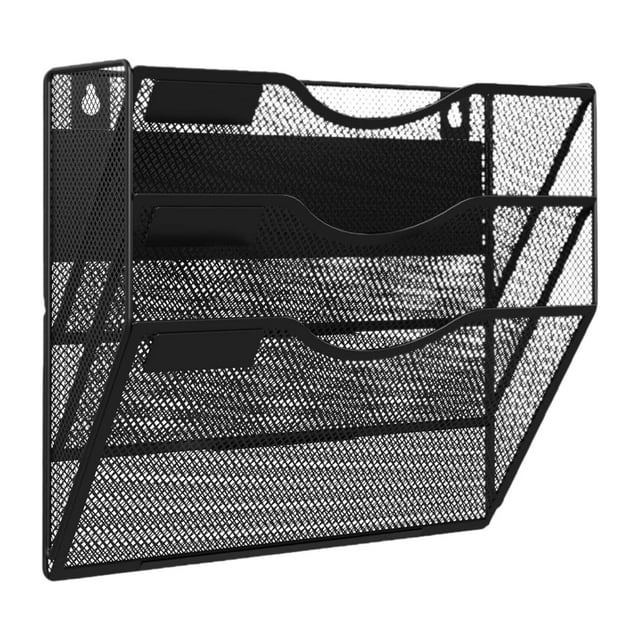 Archivador de malla de pared, revistero, organizador de archivos vertical de metal multiusos de 3 para oficina y hogar.