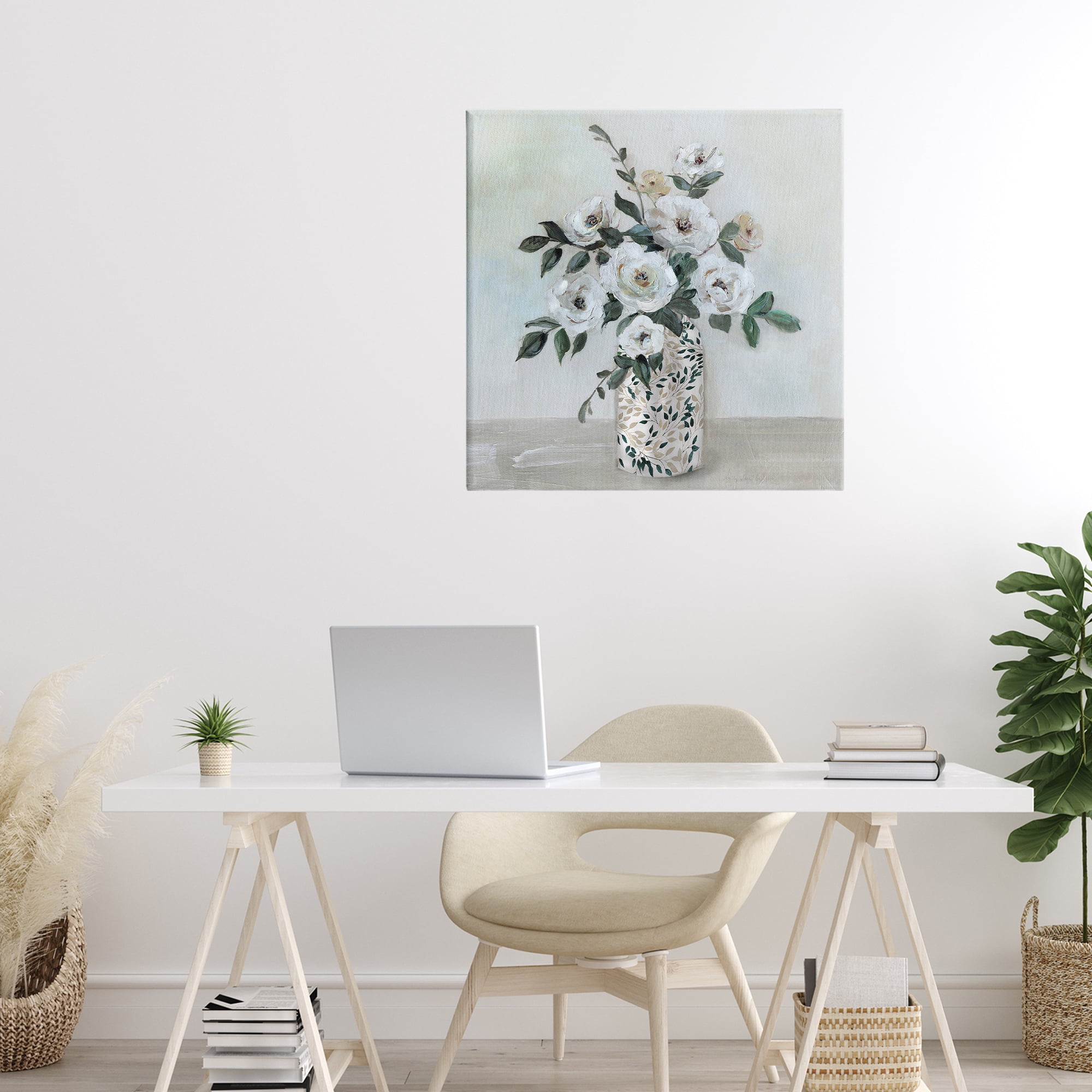 Stupell Industries Leaf Patterned Flower Vase Canvas Wall Art, design by Sally Swatland