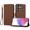 Brown, variant on ELEHOLD Wallet Case for Samsung Galaxy S23 Ultra, Shockproof Leather Stand Case with Magnetic Clasp & Hand Strap,Red