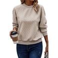 thumbnail image 2 of AXXD Womens Summer Tops Basic 2024 Loose Trendy Button Round-Neck Long Sleeve Casual T-shirt Top Solid Blouse, 2 of 9