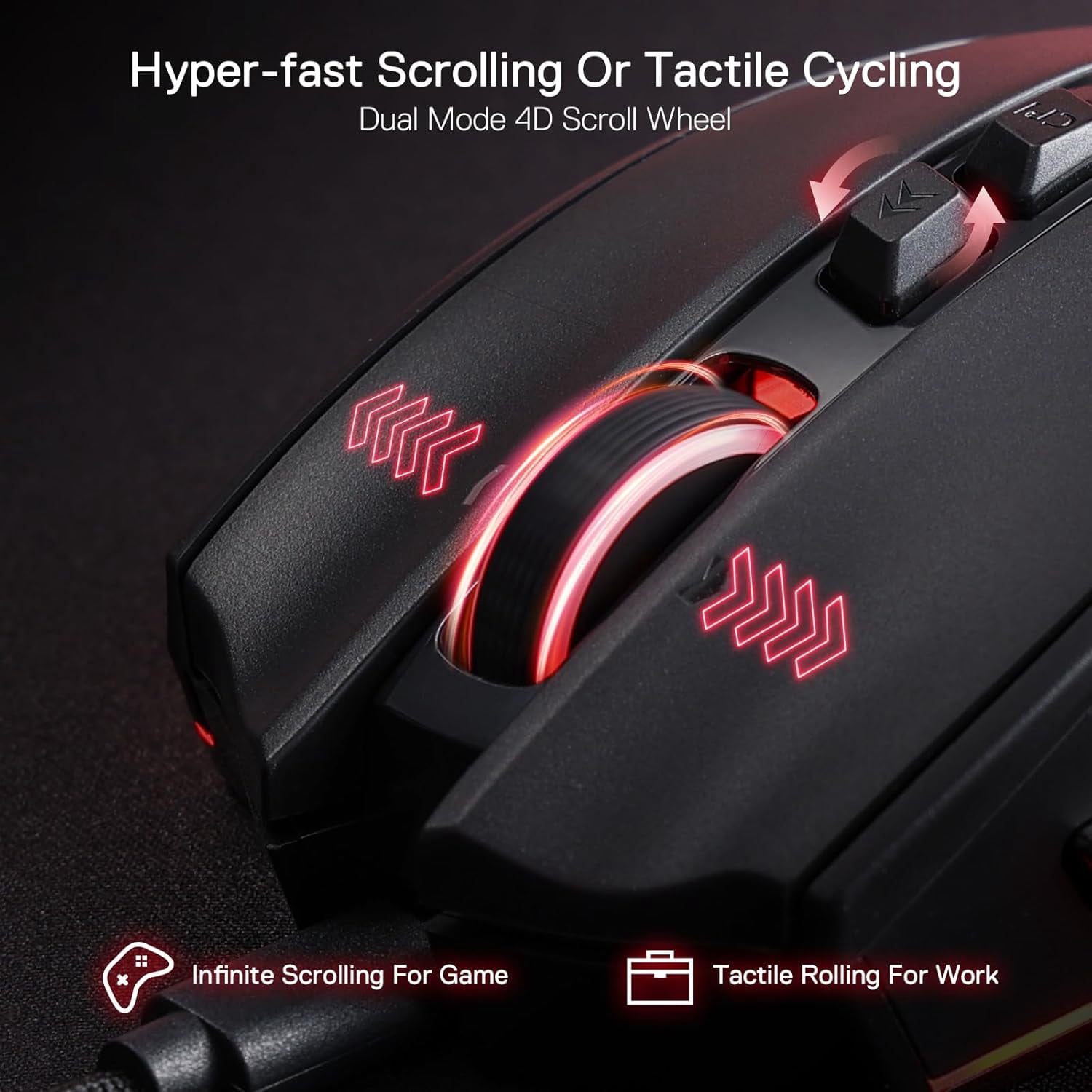 Redragon M813 Wired RGB Gaming Mouse with 4D Dual Mode Scroll Wheel, Optical Ergonomic Gamer Mo