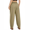 thumbnail image 4 of yuCgh Women's Wide Leg Cropped Casual Elastic Drawstring Waisted Pants with Pockets, Comfortable Harem Pants for Lounge and Outdoor Activities,Khaki 2XL, 4 of 6