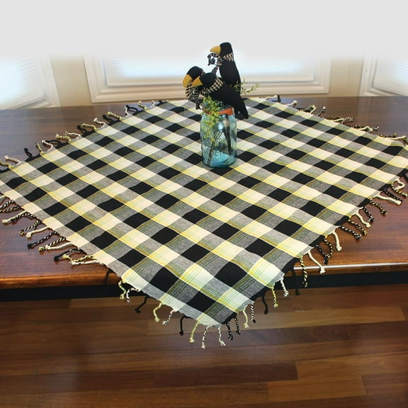 Sunflower Buffalo Check Buttermilk Table Square - Black