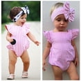 thumbnail image 4 of Barboteuse Sans Manches à Rayures Roses pour Bébés Filles, Tenue d'Été, 4 of 5