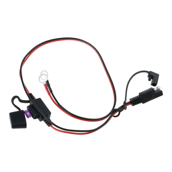 SAE Connector to O Ring Terminal Harness 10A Fuse Protection 2 Pin Quick Disconnect Plug Battery Extension Cable for Motorcycle Cars
