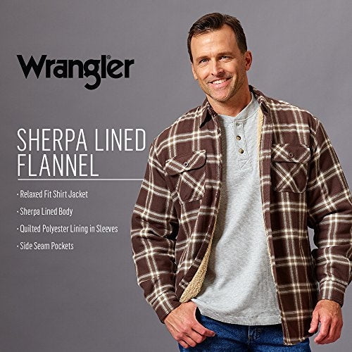 Wrangler Authentics Men's Long Sleeve Sherpa Lined Shirt Jacket,  pomegranate, M