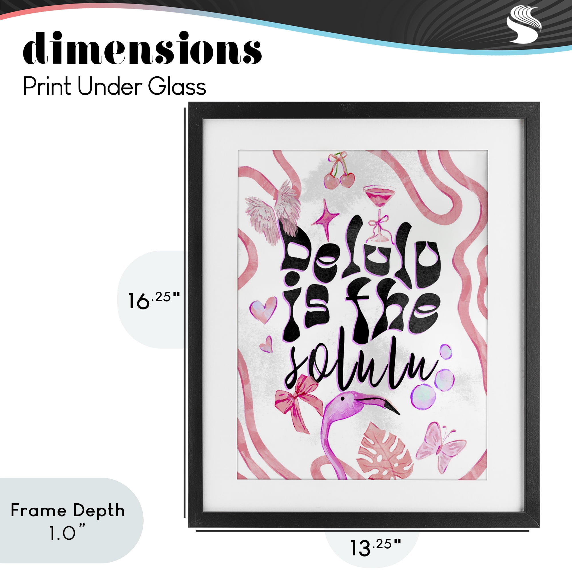 Stupell Industries Delulu Is The Solulu Black Framed Print Under Glass, design by Ziwei Li