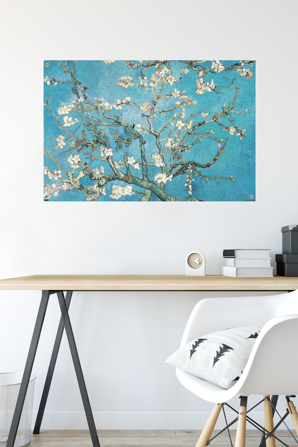 Almond Branches In Bloom by Vincent van Gogh Wall Poster with Push Pins, 22.375" x 34"