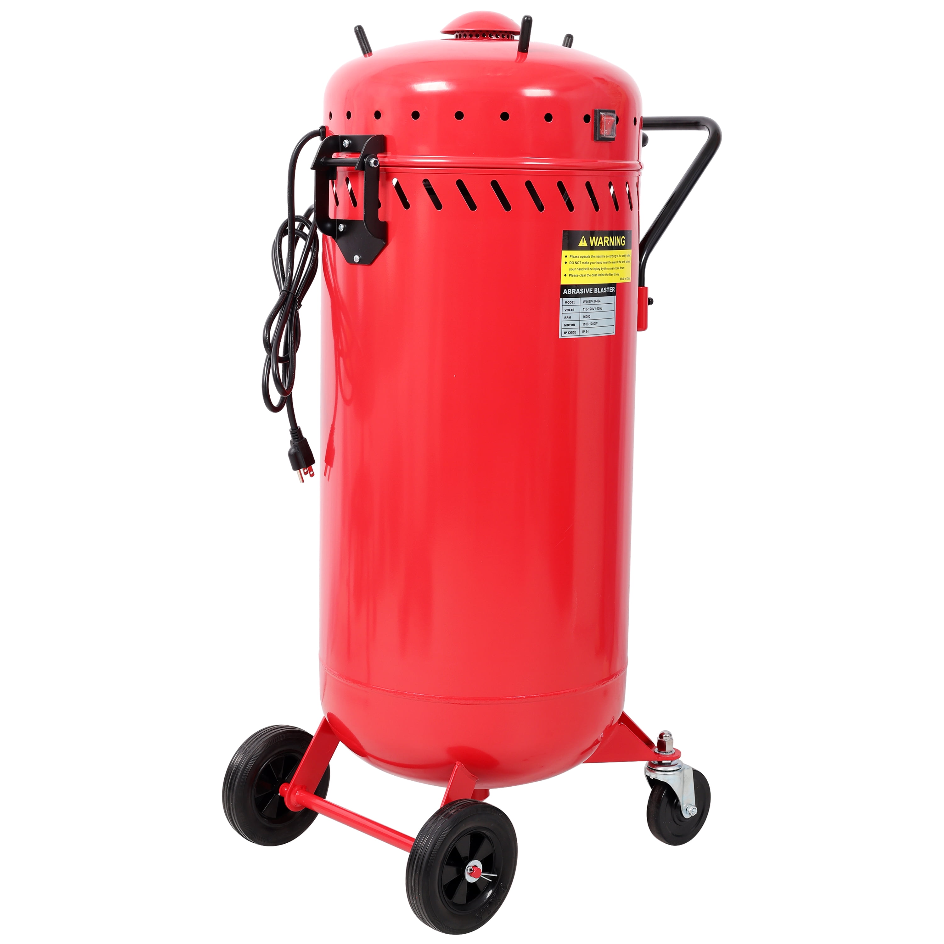 Vacuum Sandblaster with Dust Collection, 1200W Turbine, Dual Sealed Lids, Heavy-Duty Casters