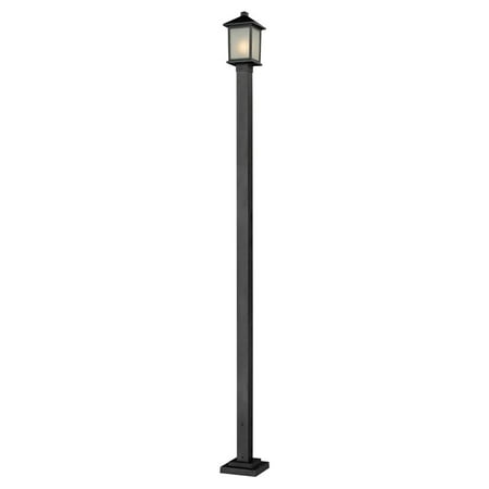 Z-Lite 537PHM-536P Holbrook 1 Light Outdoor Post Light with White Seedy Shade