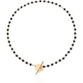 thumbnail image 1 of Collar de cuentas de cristal Simple negro de la suerte, flor con hebilla OT para mujer, 1 of 5