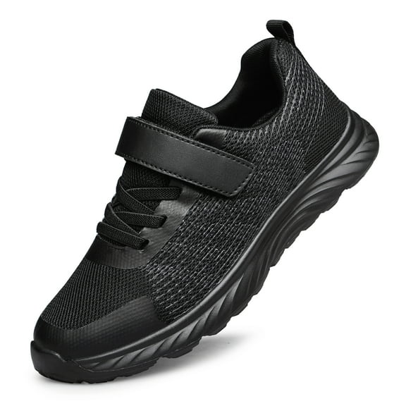 YHOON Boys Girls Sneakers Kids Shoes Unisex Breathable Fitness Running Tennis Lightweight Shoes Black Toddler Size 7