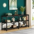 thumbnail image 3 of Rustic Industrial Console Table - 70.9" Long Entryway Table, 3-Tier Sofa Table with X-Back for Living Room, Hallway, Home Office - Durable MDF &amp; Steel, Rustic Brown, 3 of 7