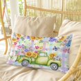 thumbnail image 4 of Watercolor Truck Flowers Pillow Covers, Linen Long Throw Pillow Case, Spring Butterflies Botanical Plaid Holiday Pillow Protector Decorative Cushion Cover for Living Room/Bedroom 12" x 20", 4 of 8