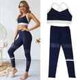 thumbnail image 1 of 2 Piezas de aje de Yoga para Mujer, Elástico, Fitness, Gimnasio, Chándal, Ropa de Ejercicio, Top Corto Sin Costuras, , Pantalones L Baoblaze Traje de entrenamiento de mujer, 1 of 8