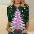 thumbnail image 2 of YABCSAZ Ugly Christmas Sweater for Women Christmas Sweatshirt 3/4 Sleeve Crewneck Oversize T Shirts Xmas Graphic Print Tops Casual Loose Warm pullover Sweatshirts Fall Trendy Outfits, 2 of 5