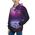 thumbnail image 2 of Disketp Purple Moon Tree Night Sky Youth Hoodie Sweatshirt for Boys Girls Kids Pullover Hooded Classic Casual Essentials Hoodie-X-Large, 2 of 6