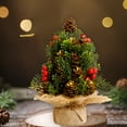 thumbnail image 4 of 6.69inches Mini Christmas Tree Ornaments Christmas Ambience Desktop Red Fruit Linen Christmas Tree Decorations, 4 of 6